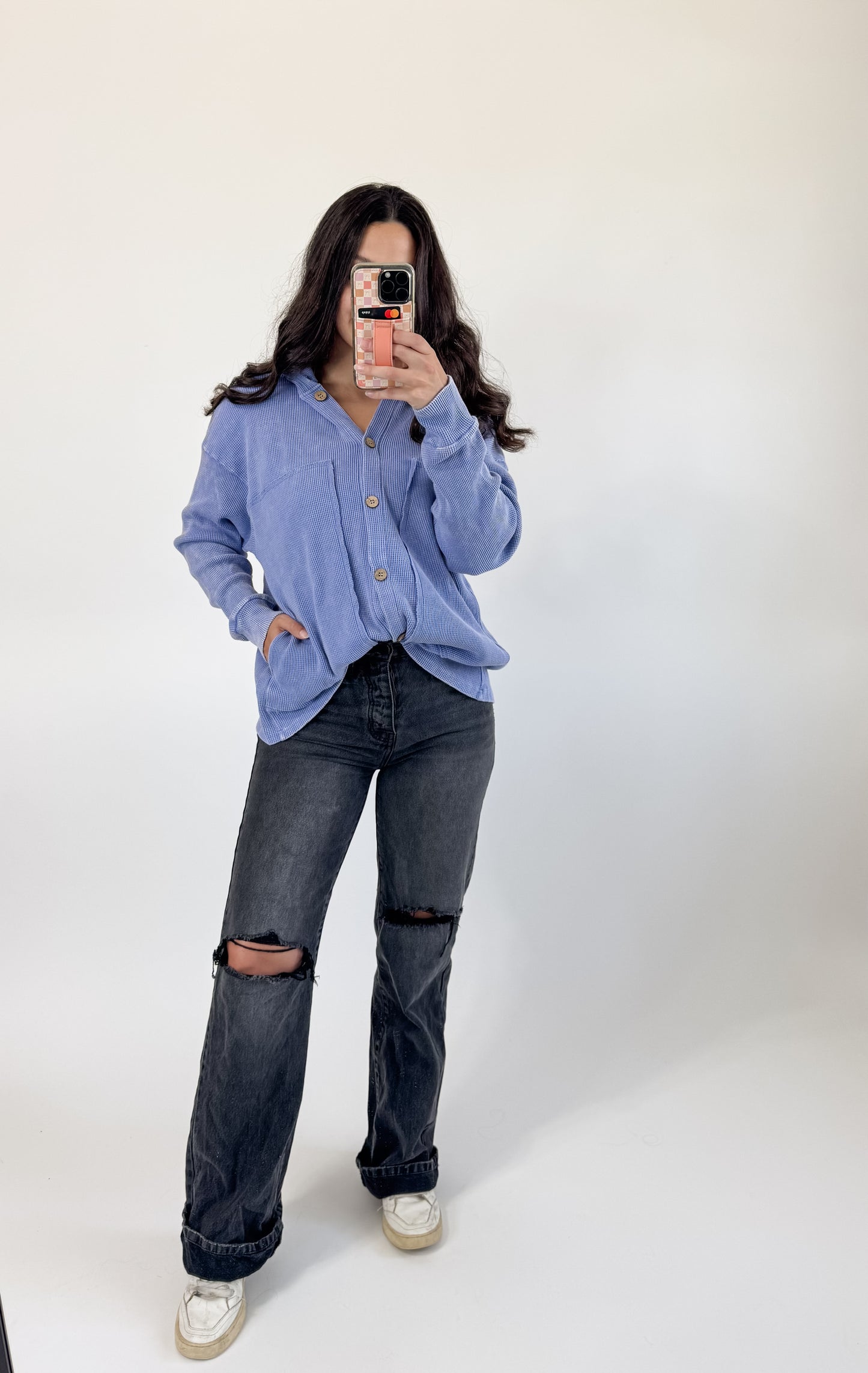 Periwinkle Waffle Shacket