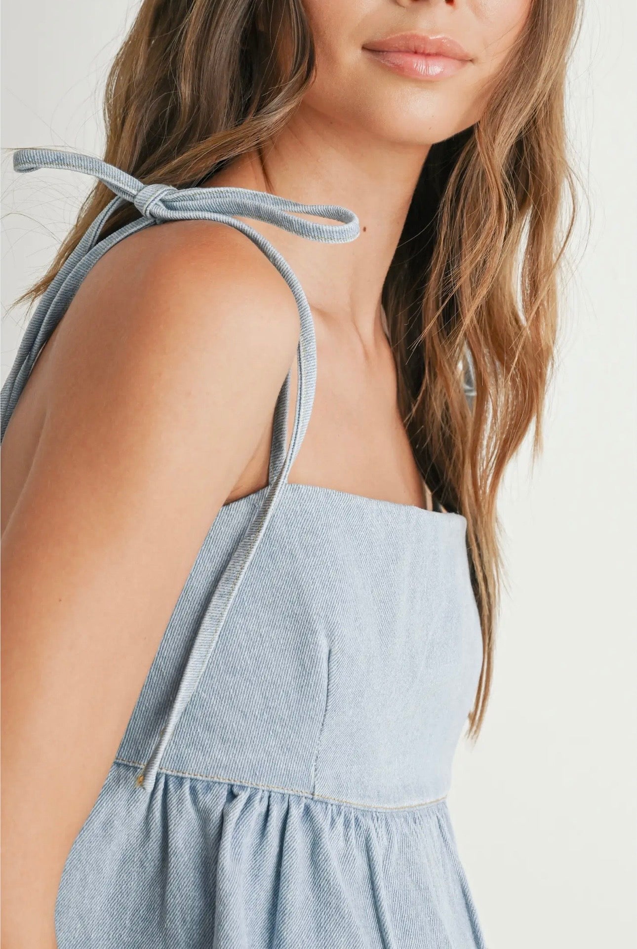 PREORDER Denim Peplum Top