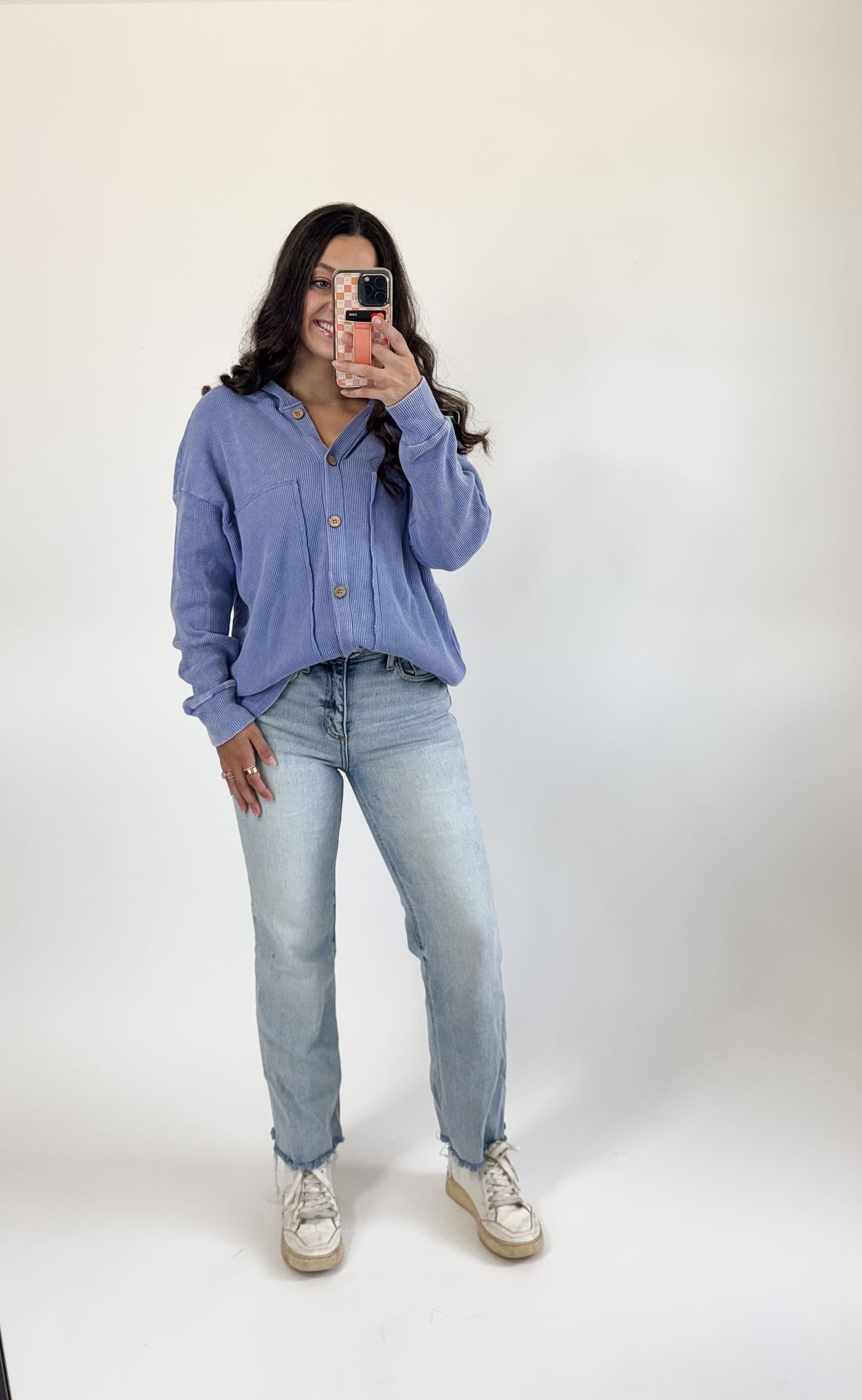 Periwinkle Waffle Shacket