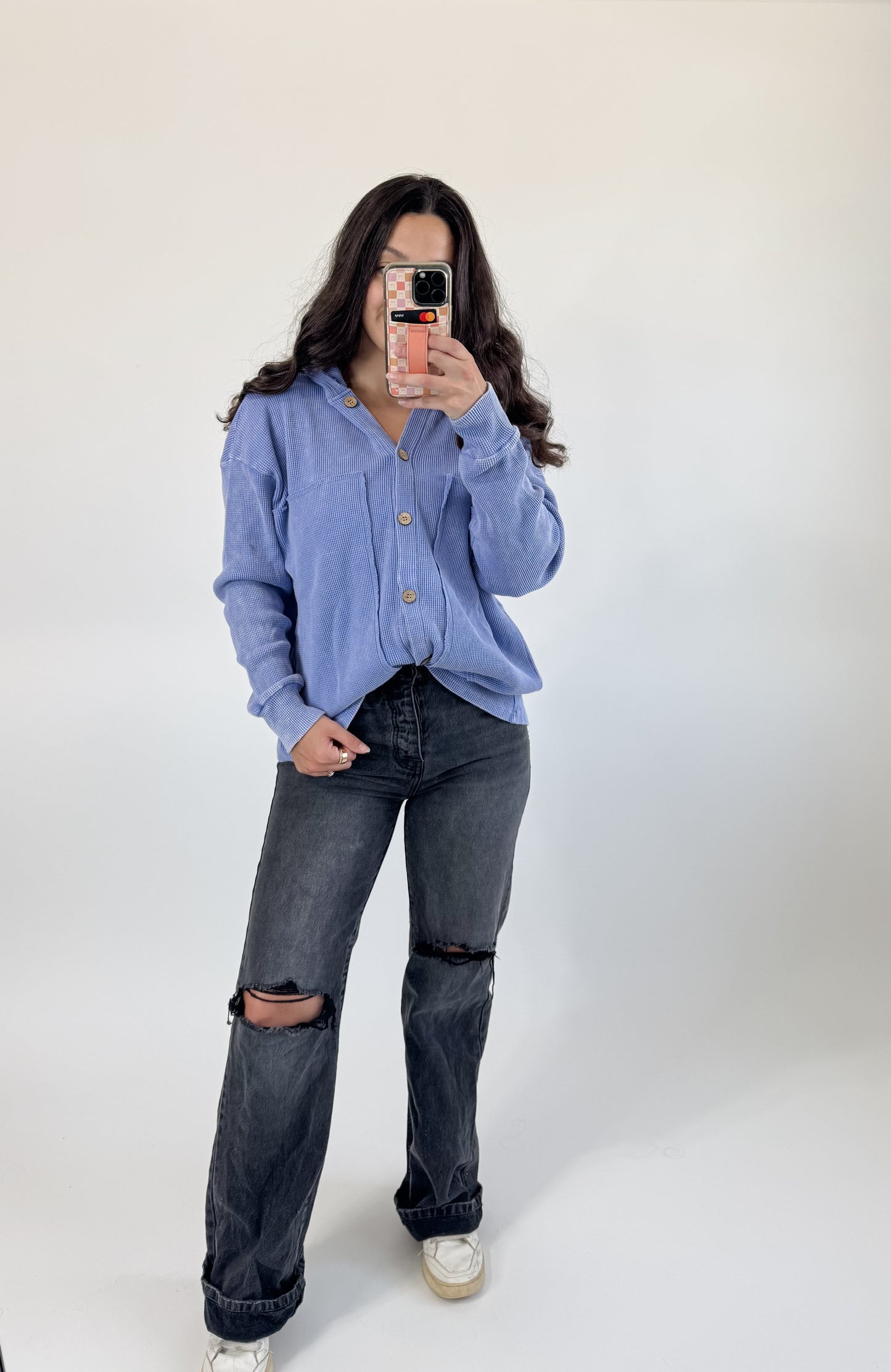Periwinkle Waffle Shacket