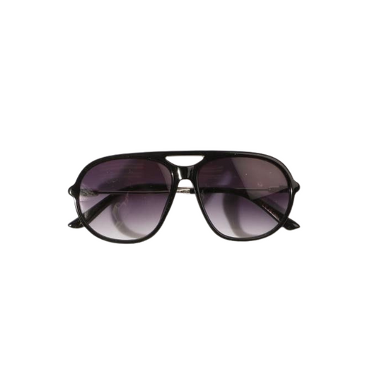 Retro Aviator Sunglasses — Black/Grey