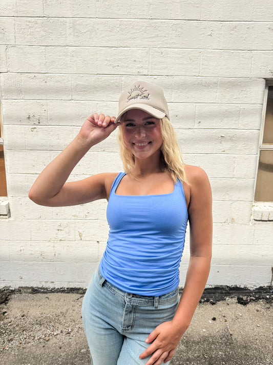 Square Lined Tank — Marina Blue