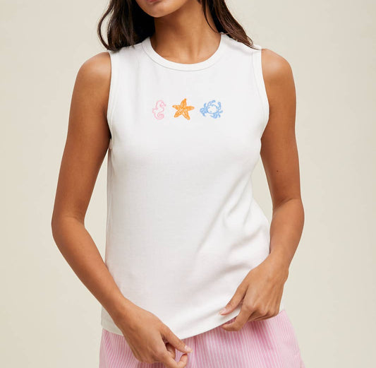 Sea Life Embroidered Tank