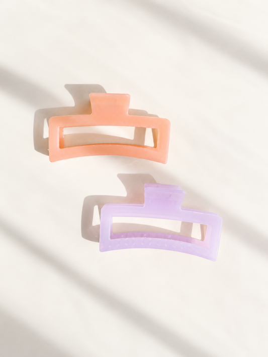 Jumbo Size Jelly Rectangular Acrylic Hair Claw Clip: Lavender