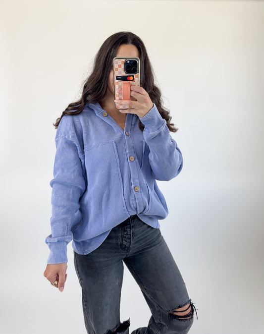 Periwinkle Waffle Shacket