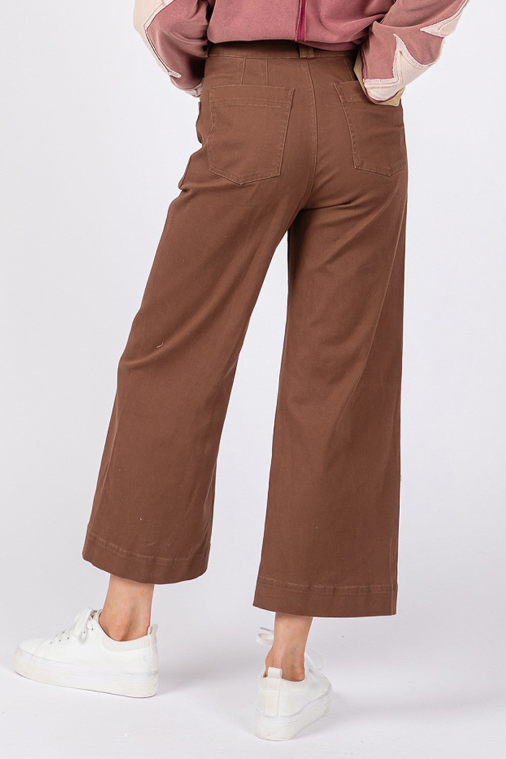 mocha wide leg crop pant