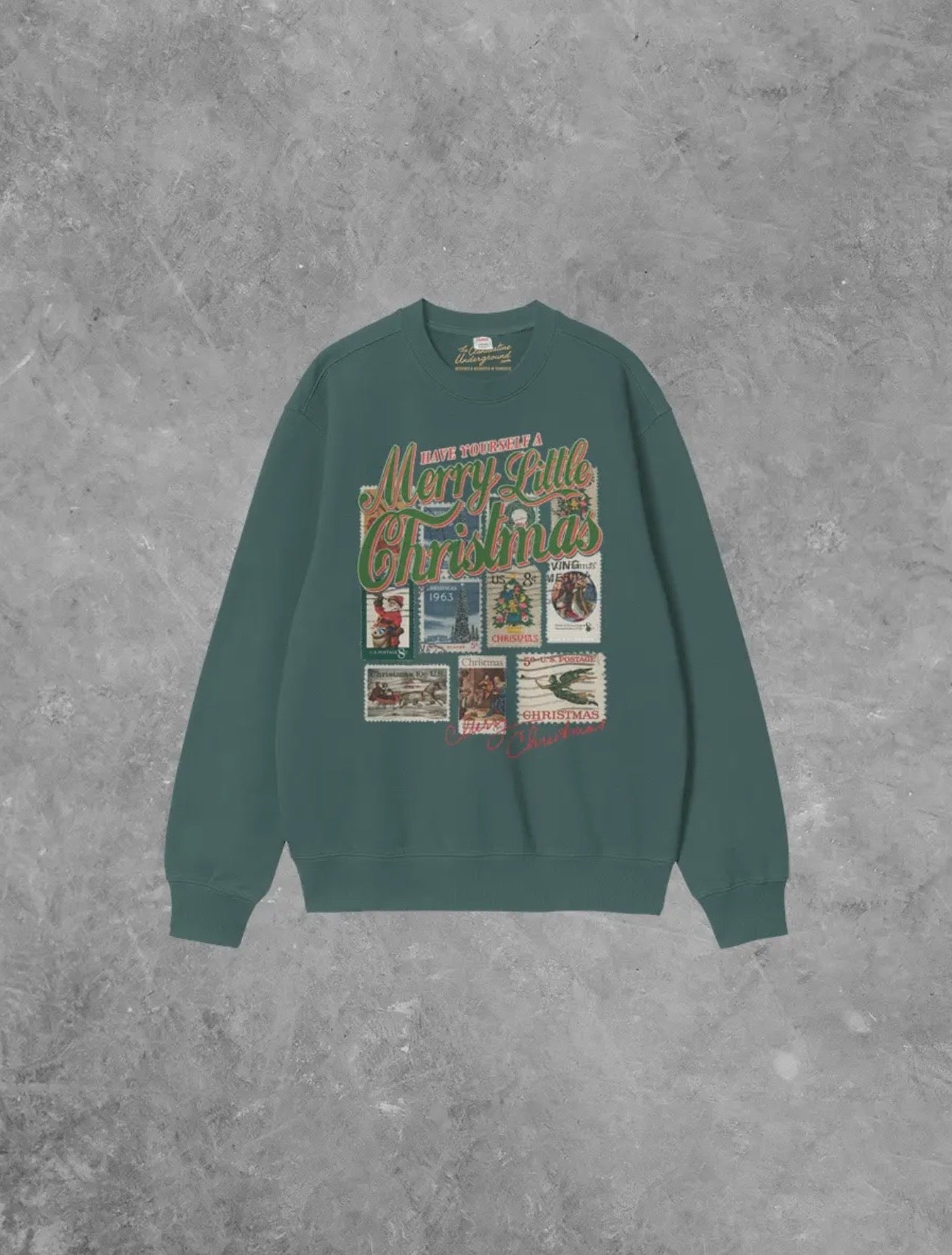 Christmas Stamps Boxy Cotton 90’s Sweatshirt