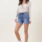 Denim Shorts with Pin Tuck Detail