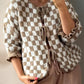 checkered tie cardi