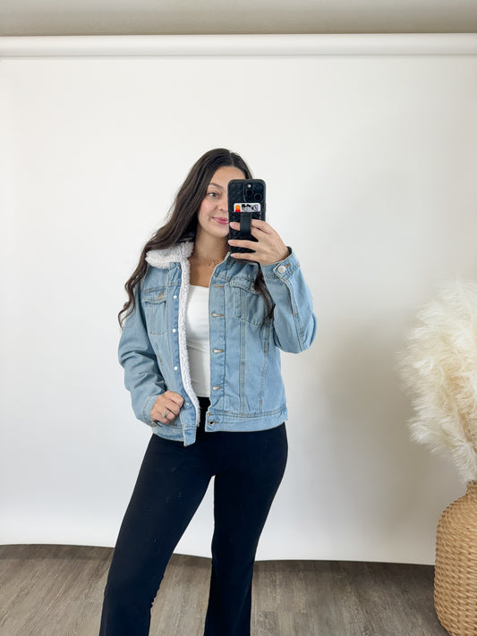 fur lined denim jacket