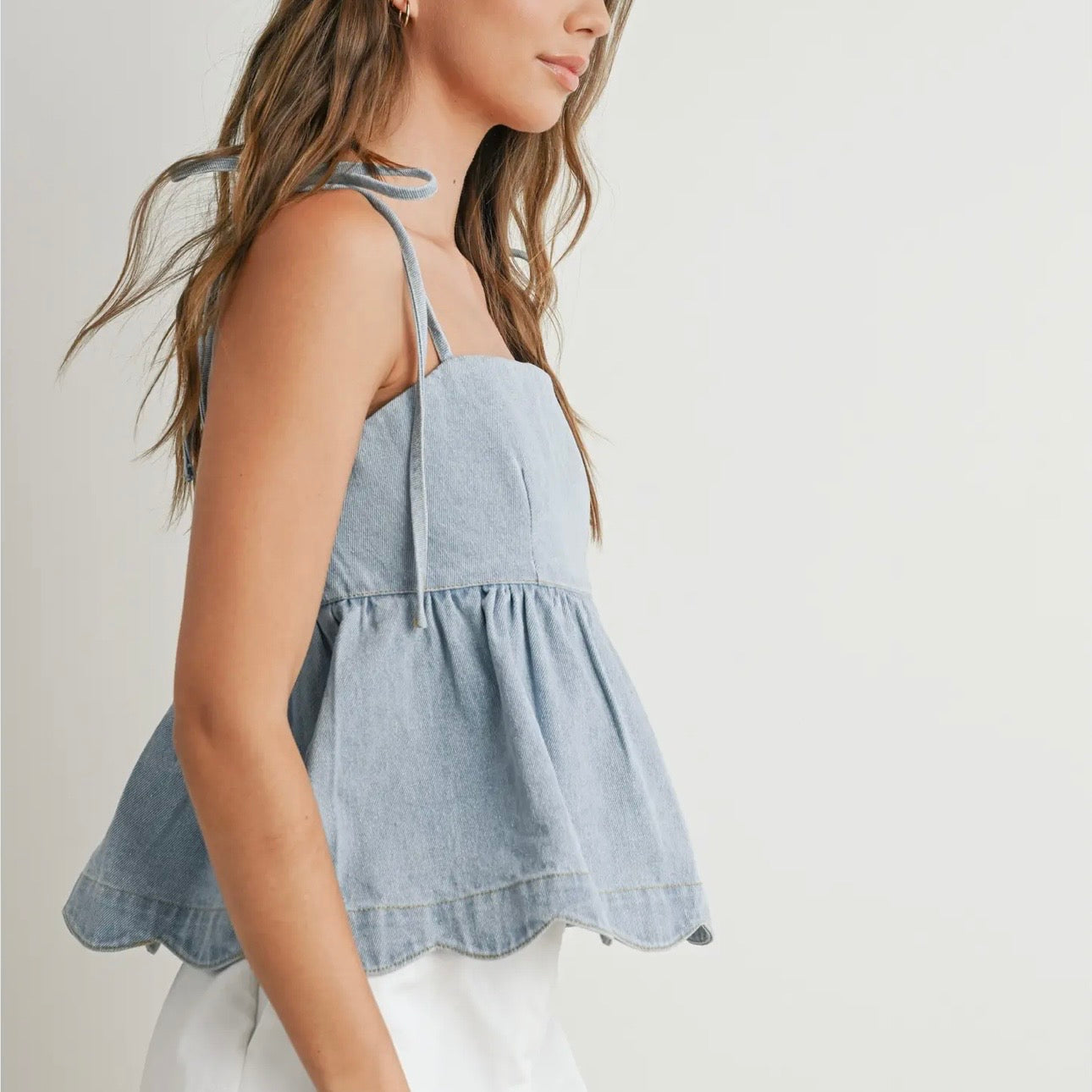 PREORDER Denim Peplum Top