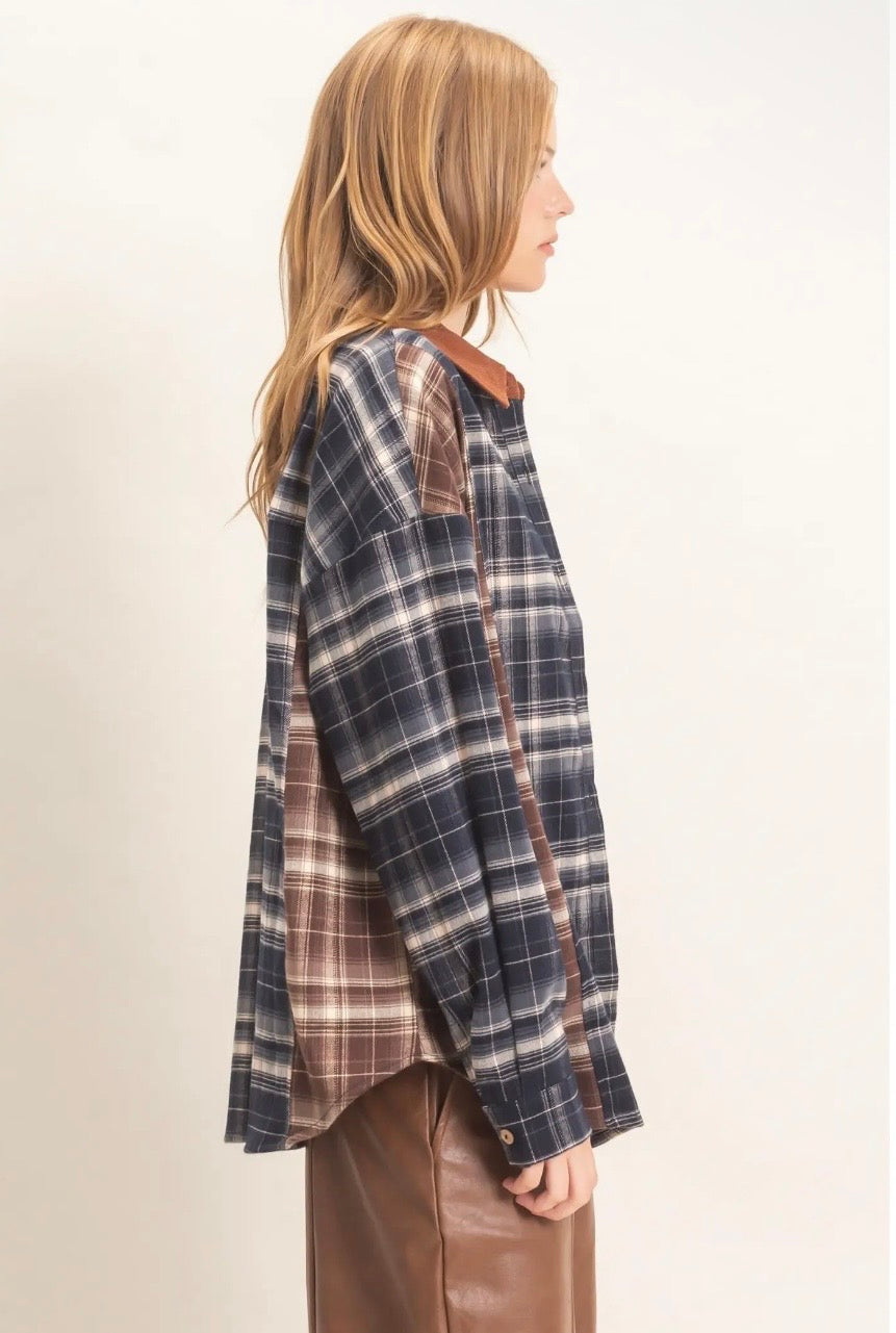 Preorder Plaid Button Up ft. Corduroy Collar
