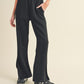 wide leg scuba pants with side slit