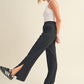 wide leg scuba pants with side slit