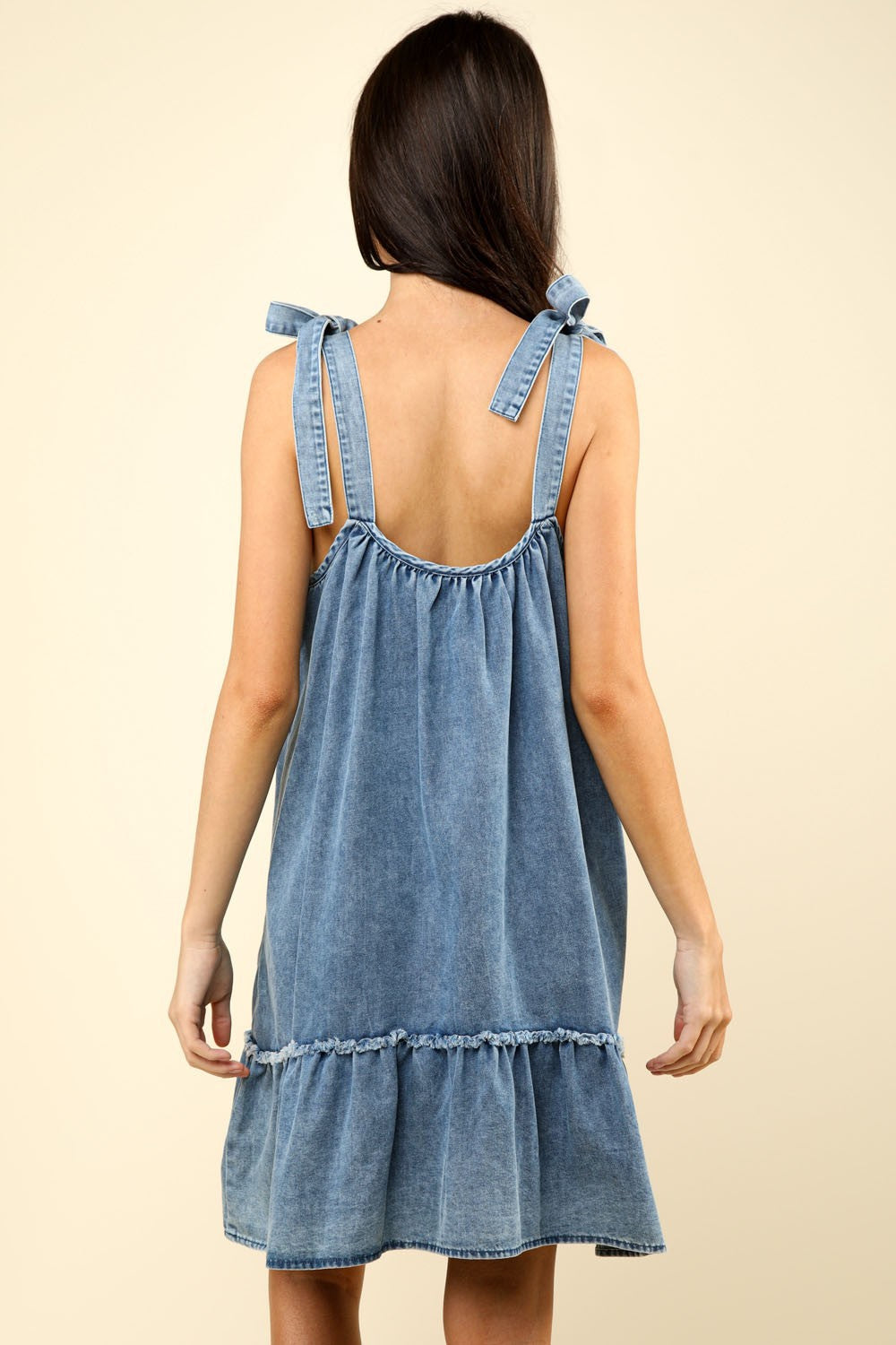 any season tie denim dress