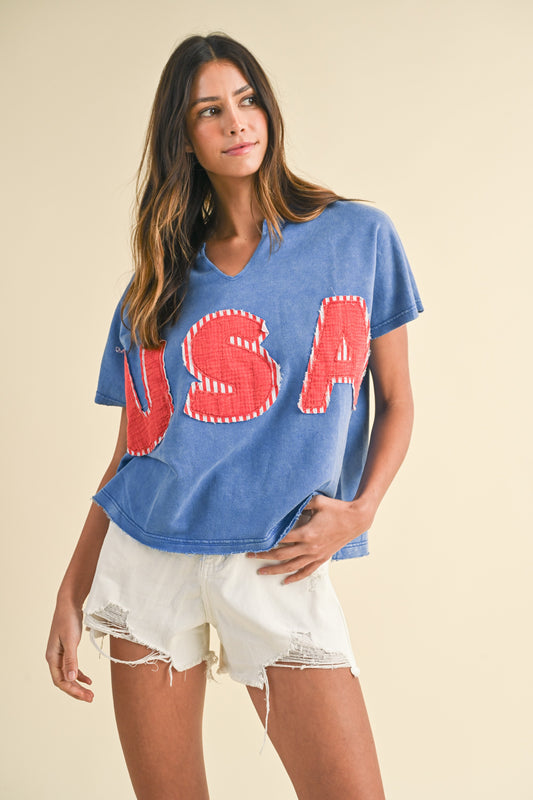 usa patch knit top