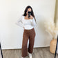 mocha wide leg crop pant