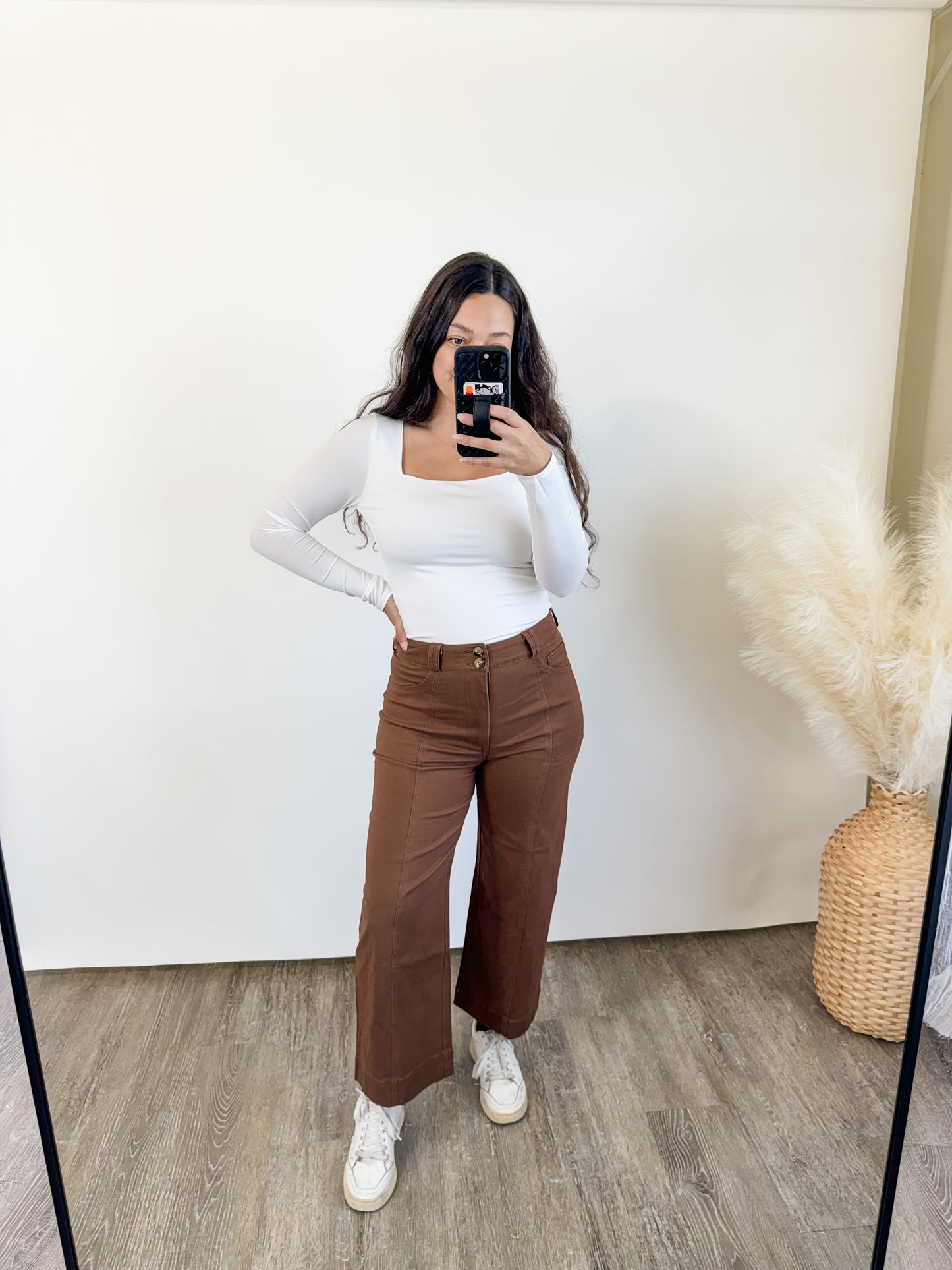 mocha wide leg crop pant