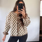 checkered tie cardi