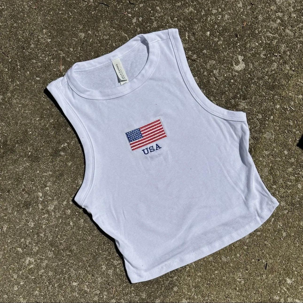 USA Embroidered Crop Tank