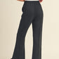 wide leg scuba pants with side slit