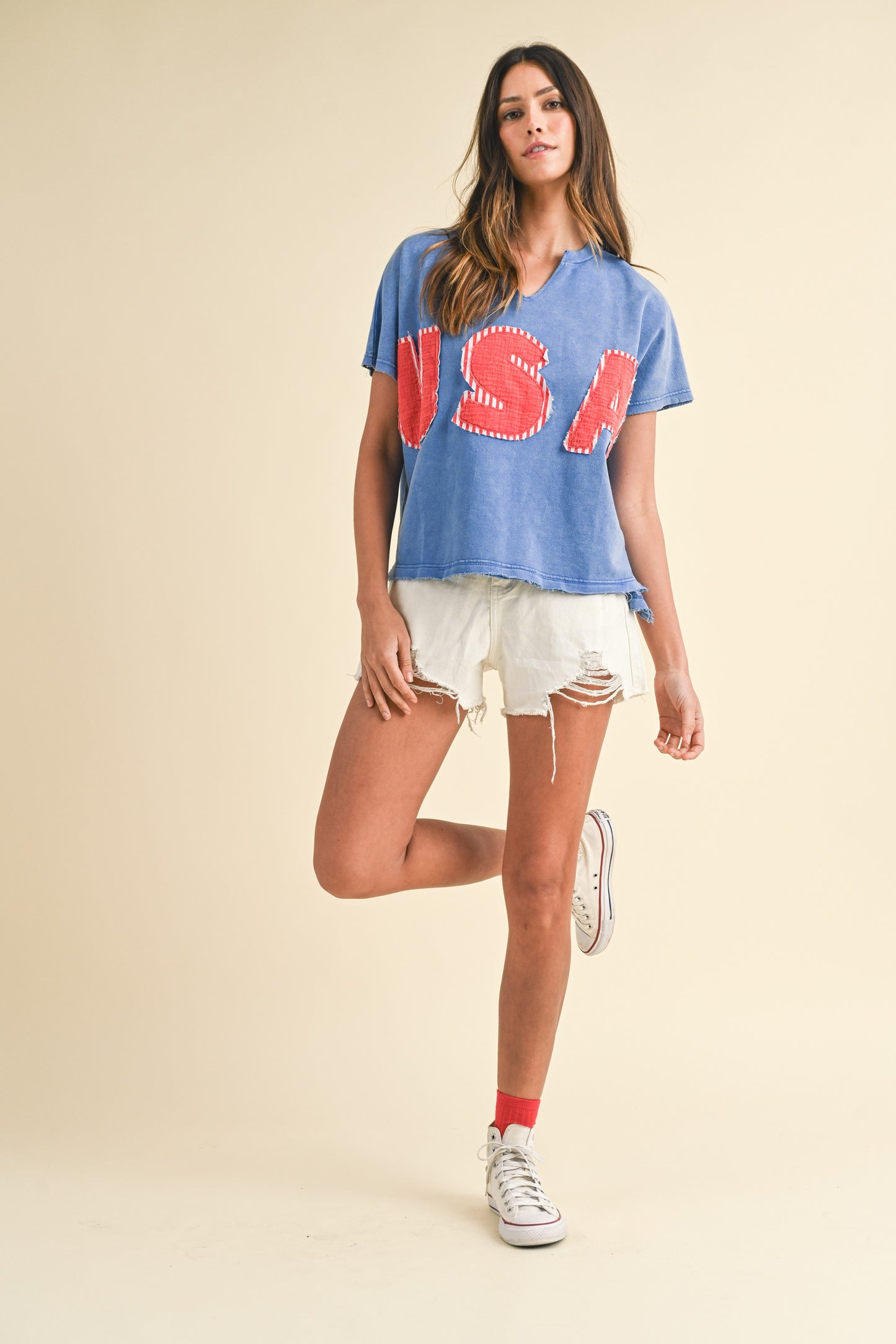 usa patch knit top