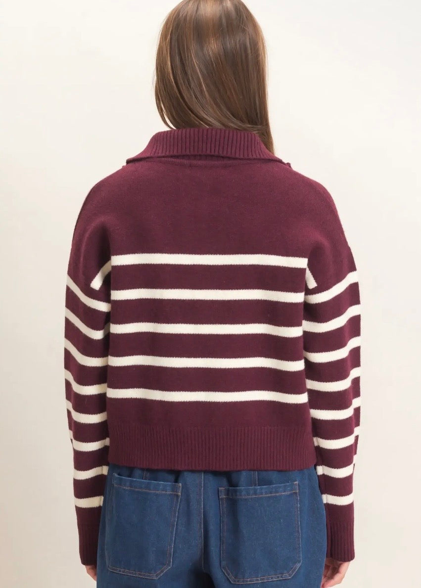 Preorder Half Zip Stripe Sweater