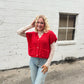 Red Waffle Cardi