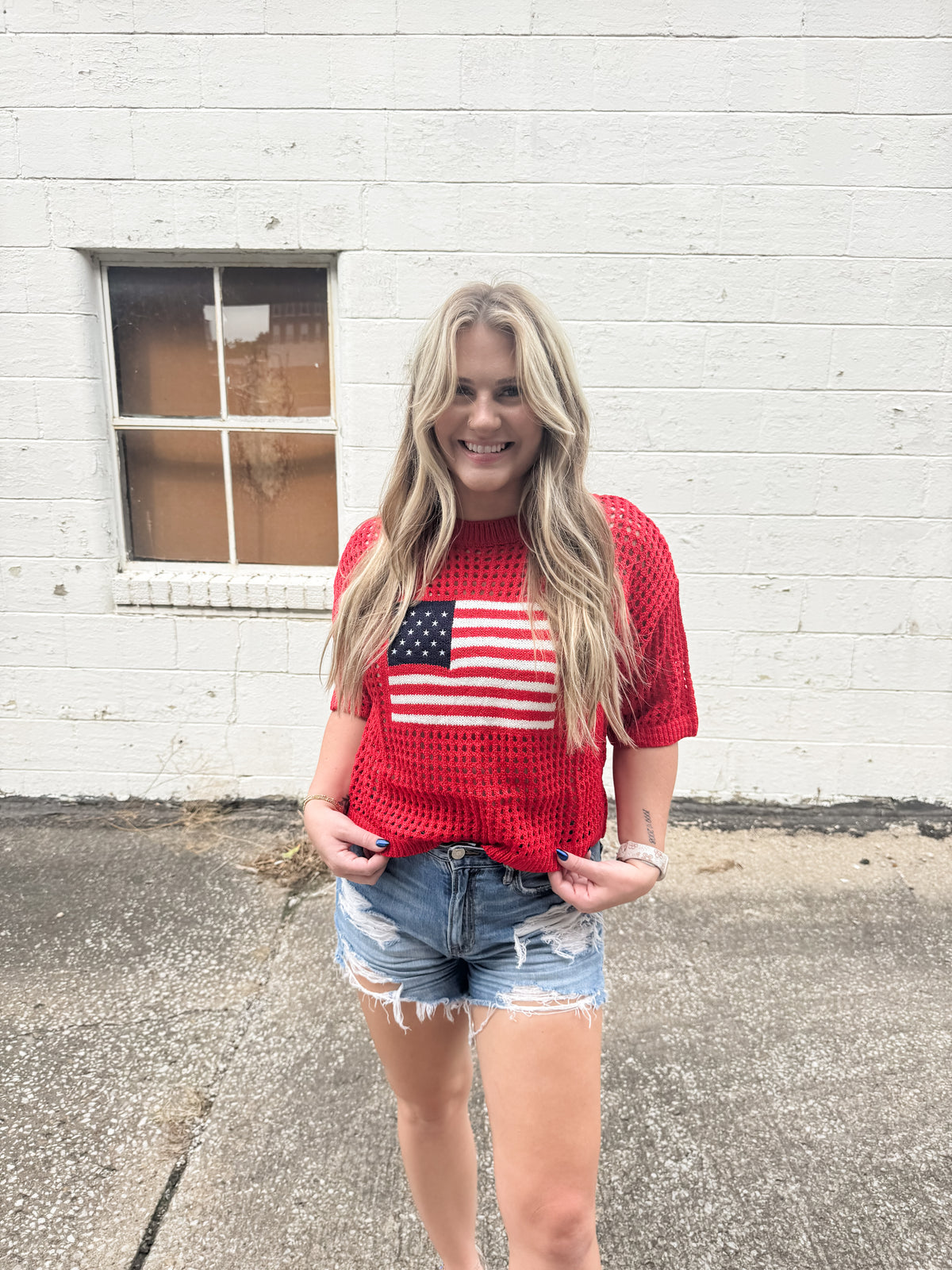 Flag Crochet Sweater Top