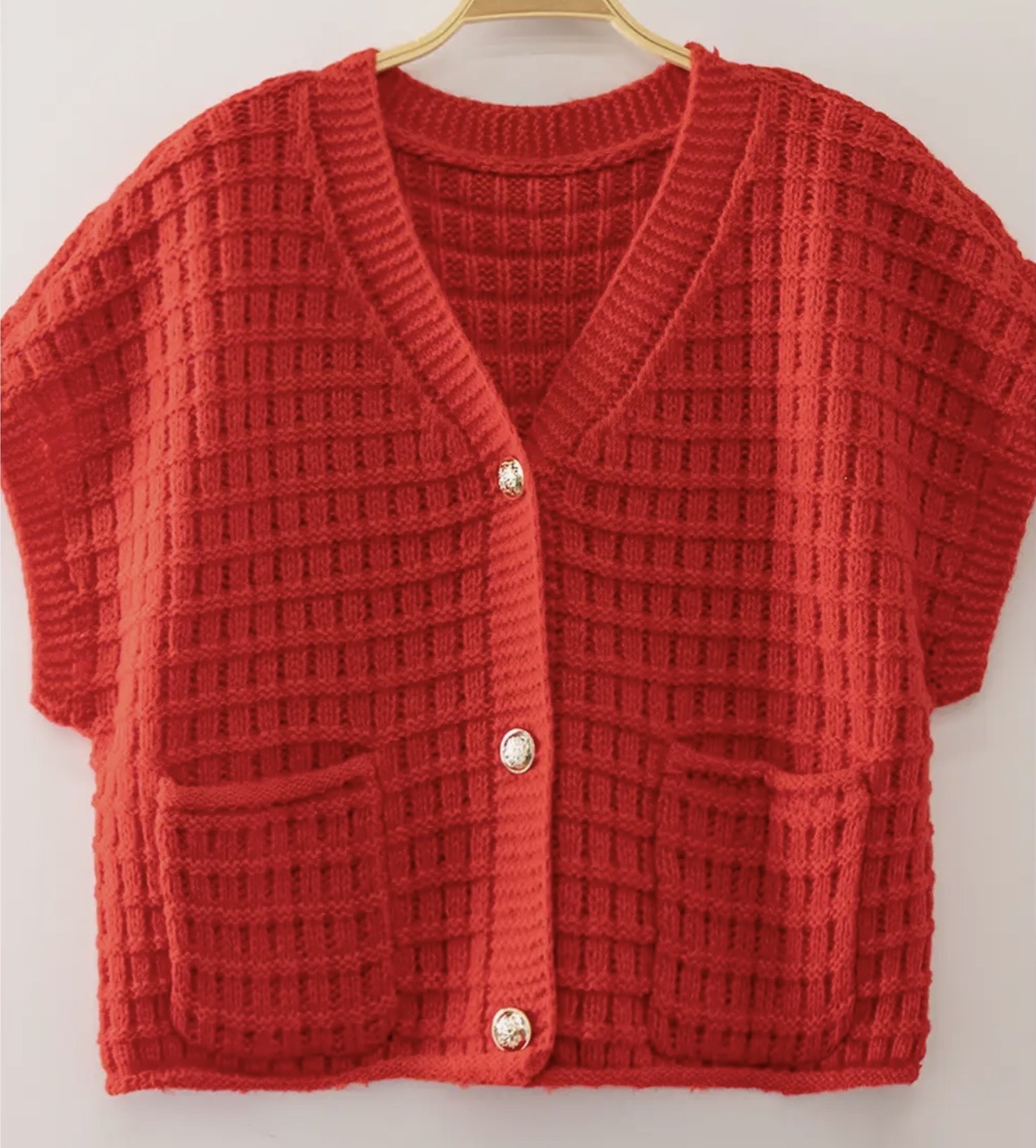 PREORDER Red Waffle Cardi