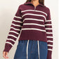 Preorder Half Zip Stripe Sweater