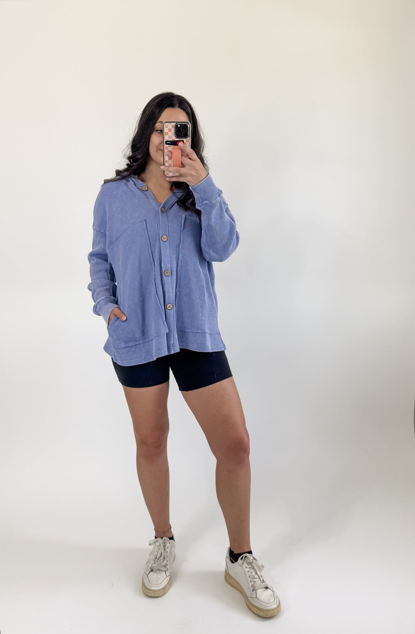Periwinkle Waffle Shacket