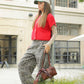 Mocha Leopard Printed Barrel Pants