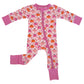 2-Way Convertible Zip Romper, Pumpkin Checkerboard Pink