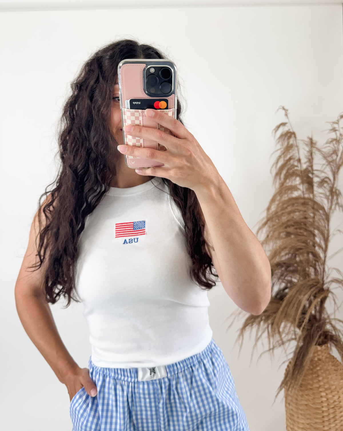 USA Embroidered Crop Tank