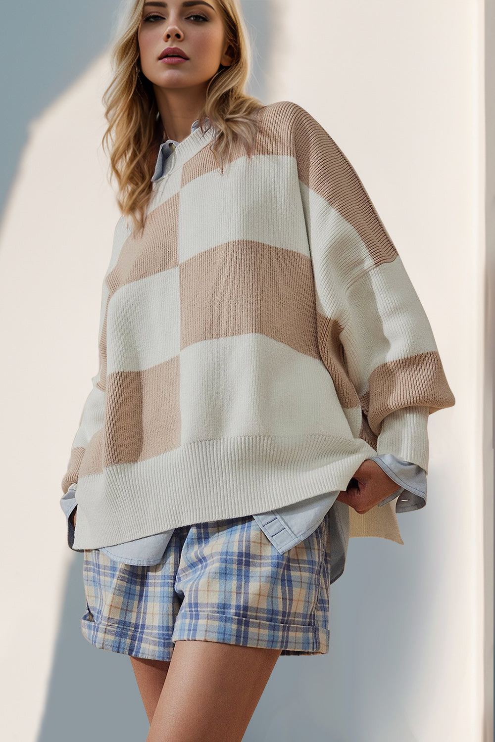 oversized color block sweater