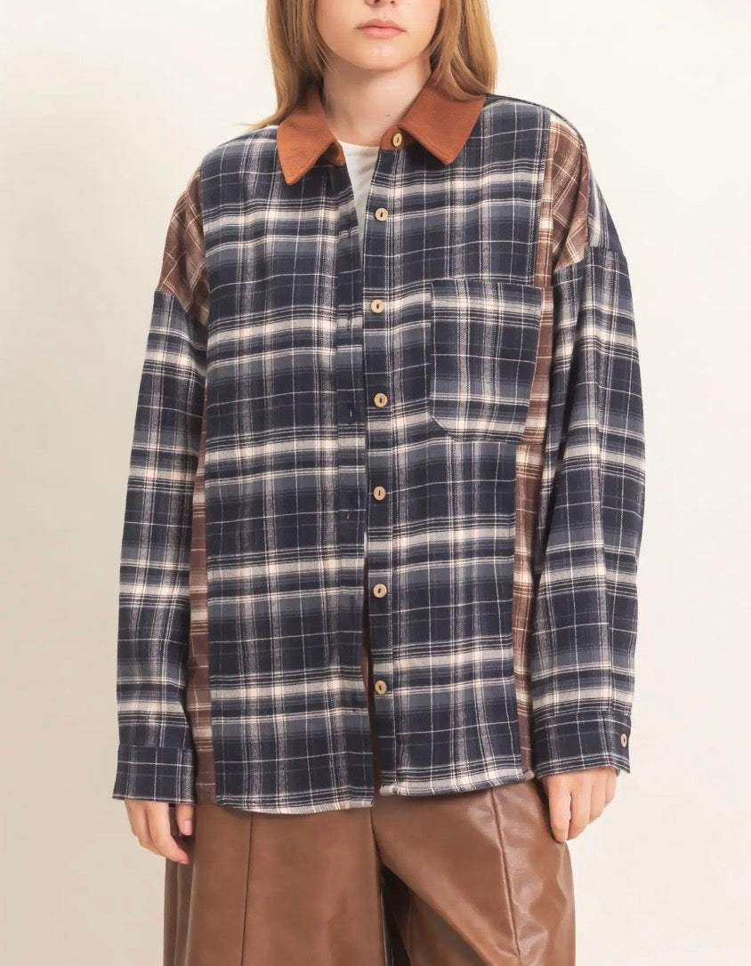 Preorder Plaid Button Up ft. Corduroy Collar