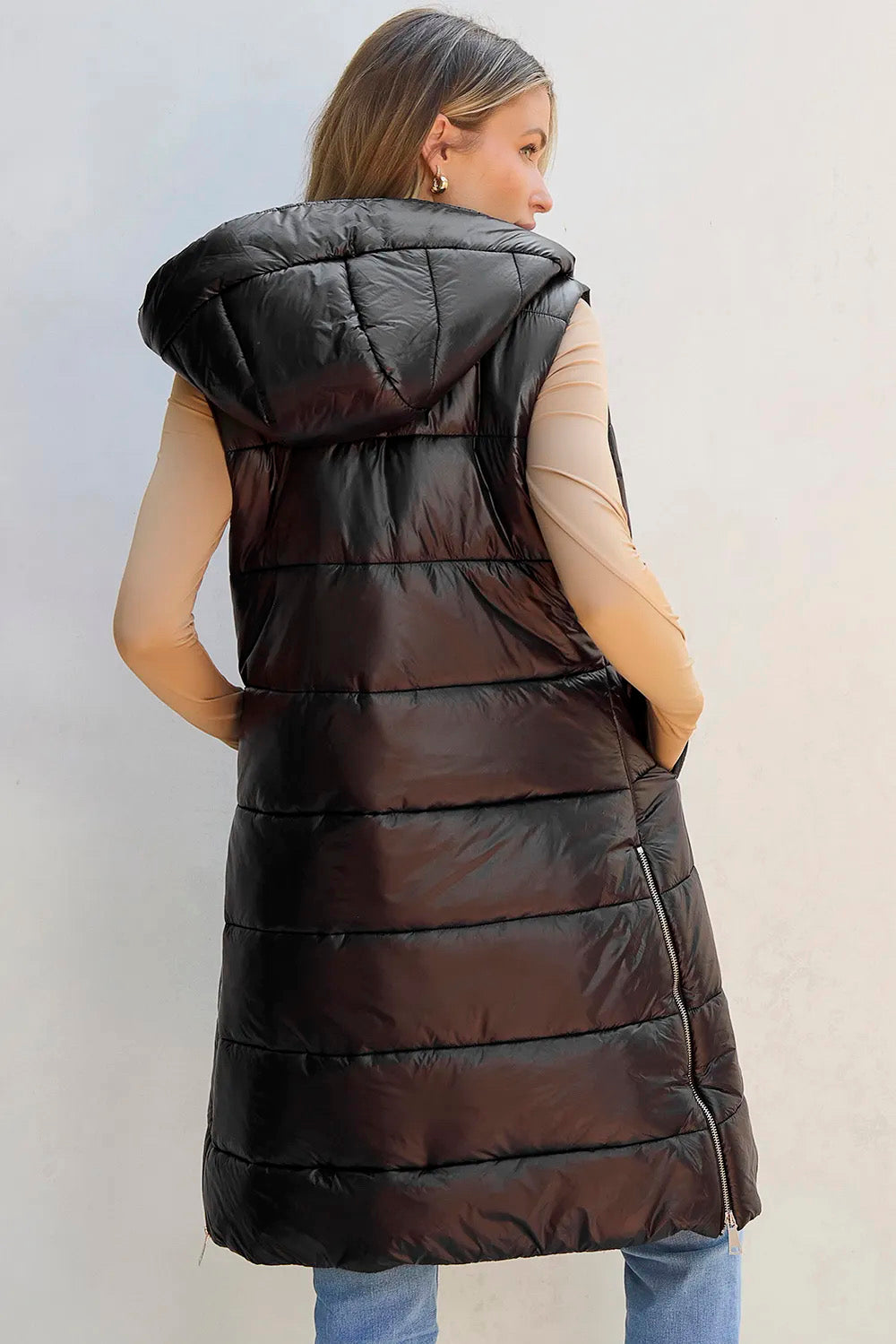 long puffer vest