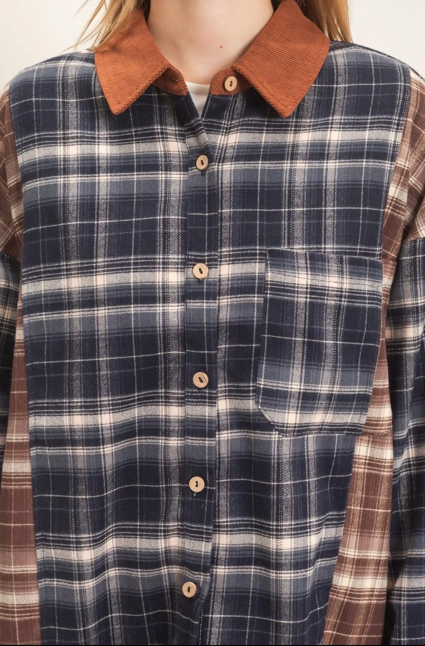 Preorder Plaid Button Up ft. Corduroy Collar