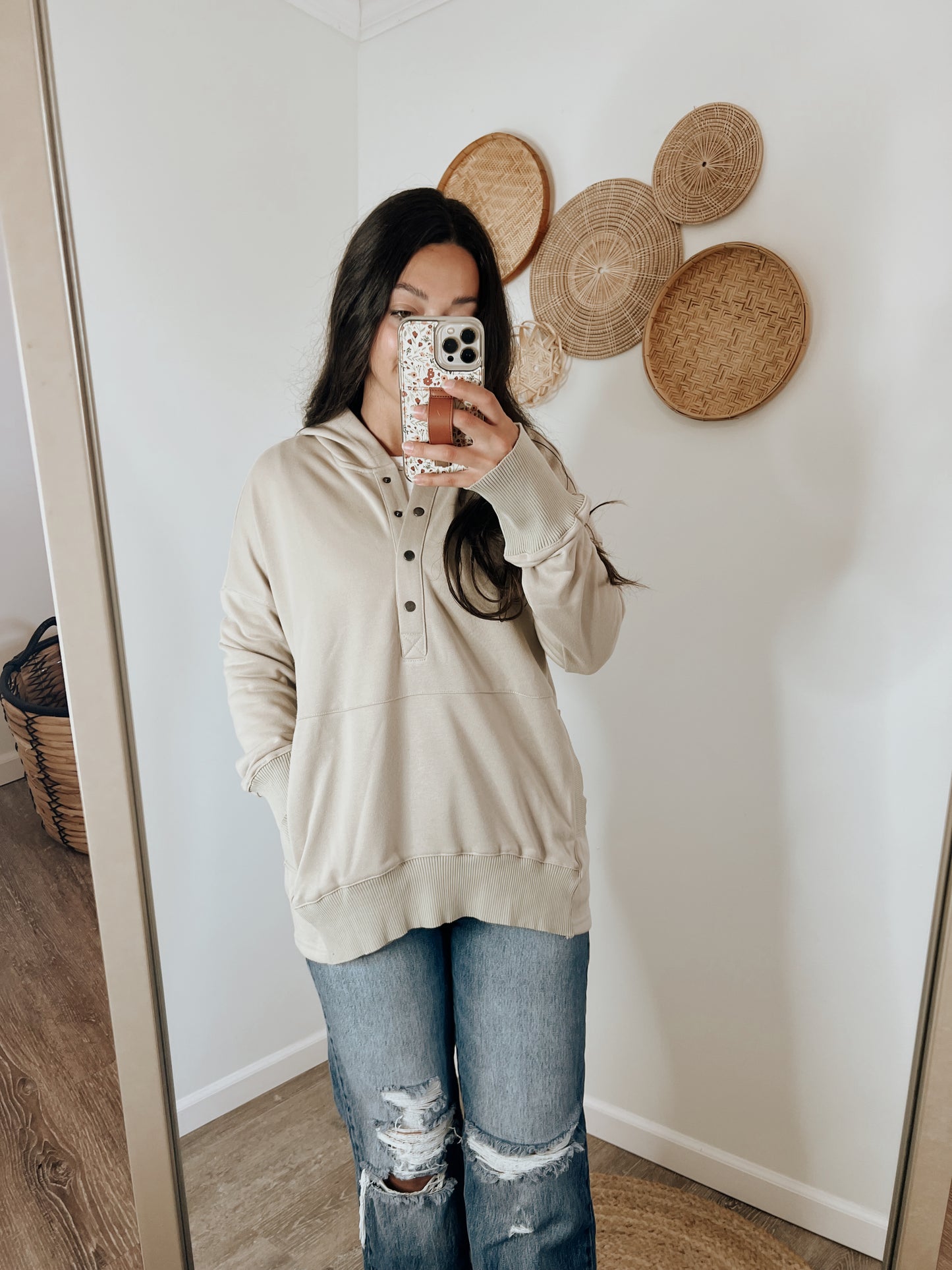 Go To Henley Hoodie — Taupe