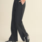 wide leg scuba pants with side slit