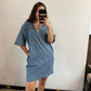 pocketed denim dress