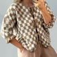 checkered tie cardi