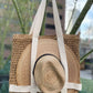 sun hat beach tote bag — tan