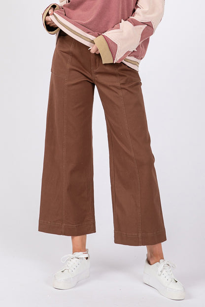 mocha wide leg crop pant