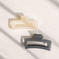 Jumbo Size Jelly Rectangular Acrylic Hair Claw Clip: Ivory