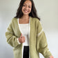 sage open front cardi