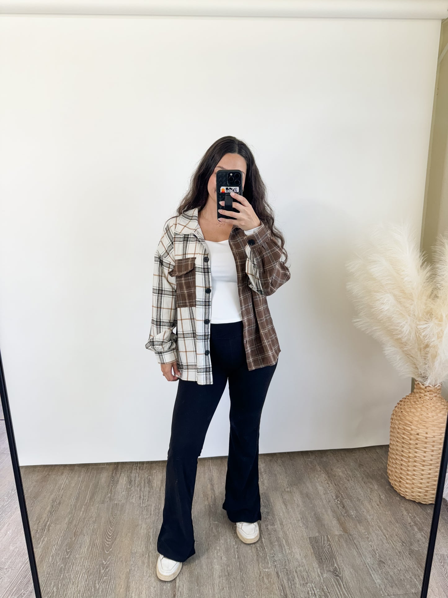 hello fall plaid button down