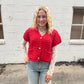 Red Waffle Cardi