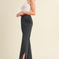 wide leg scuba pants with side slit